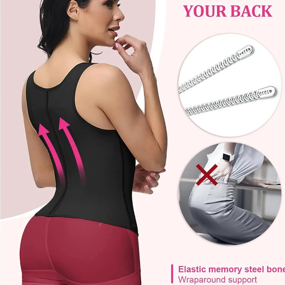 Waist Trainer for Women, Tummy Control Sports Girdle, Workout Body Shaper with Adjustable Shoulder Strap